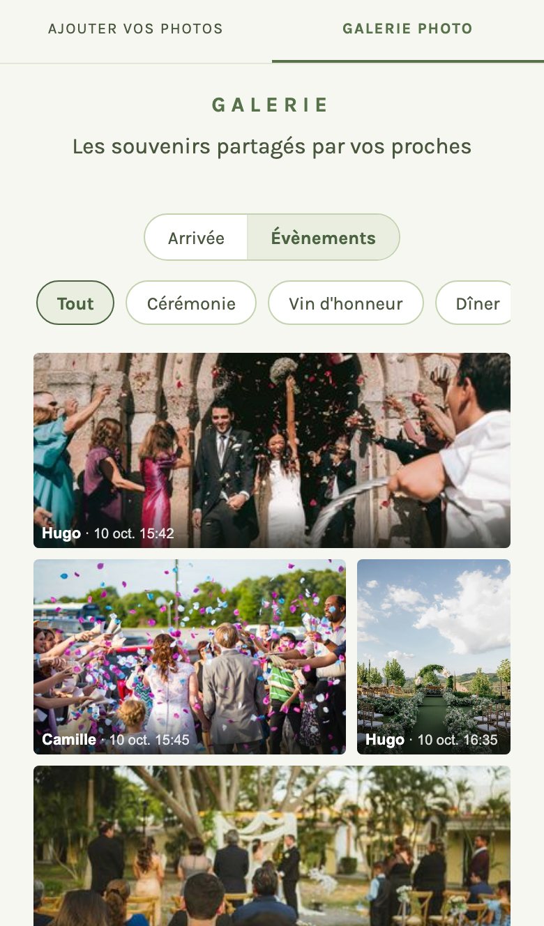 La galerie dans l'ordre des évènements sur un téléphone